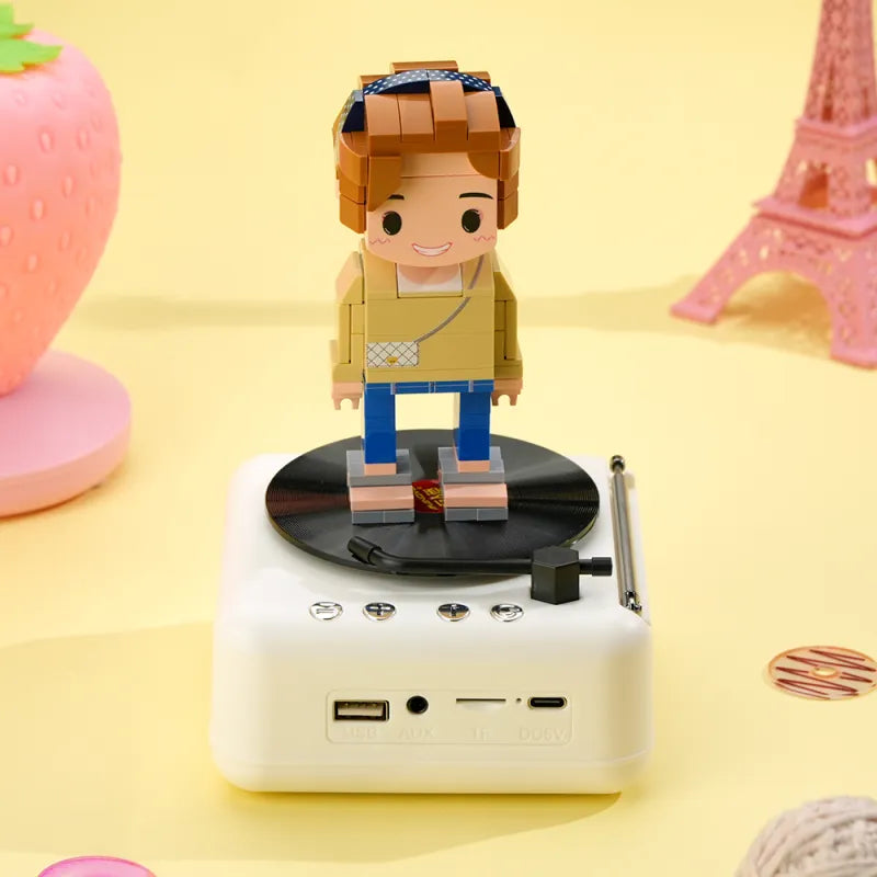 Custom Full-Body Brick Figure – 1 Person with Bluetooth Speaker Base