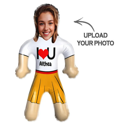 Custom Face & Text "I lOVE U" Blow Up Dolls Funny Inflatable Balloon Custom Air Doll for Party Favors
