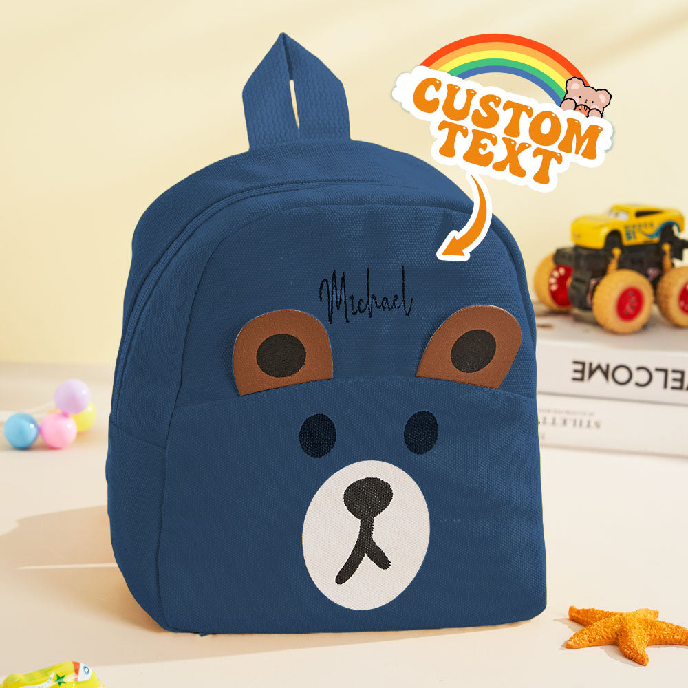MadeMine personalized mini bear embroidery backpack for kids with custom name, featuring a cute bear design and school bag style.