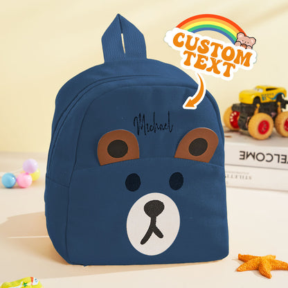 MadeMine personalized mini bear embroidery backpack for kids with custom name, featuring a cute bear design and school bag style.