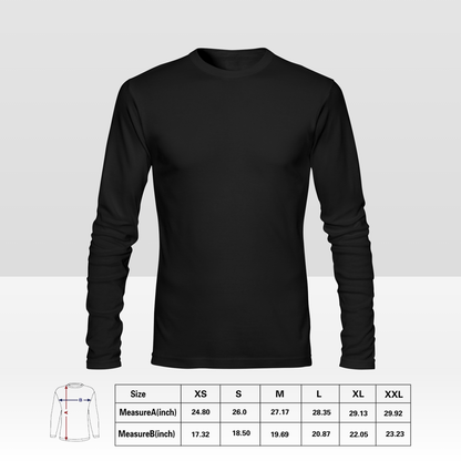 Aangepast dubbelzijdig heren T-shirt met lange mouwen, gepersonaliseerd all-over print T-shirt met uw ontwerp