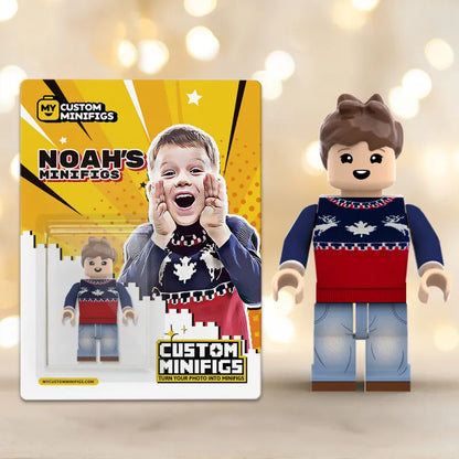 Custom full body Minifigs by MadeMine featuring personalized details, perfect as Christmas gifts, with colorful mini-figurines.