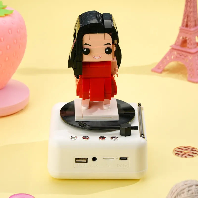 Custom Full-Body Brick Figure – 1 Person with Bluetooth Speaker Base