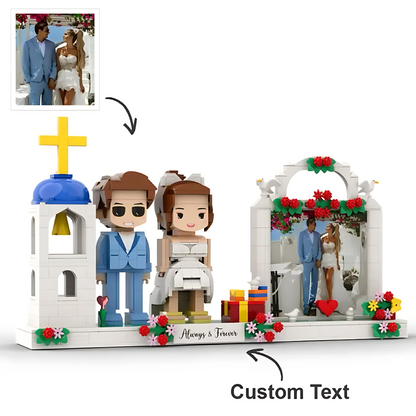 Custom Full-Body Cute Brick Figures – 2 People with Photo Frame (Wedding)