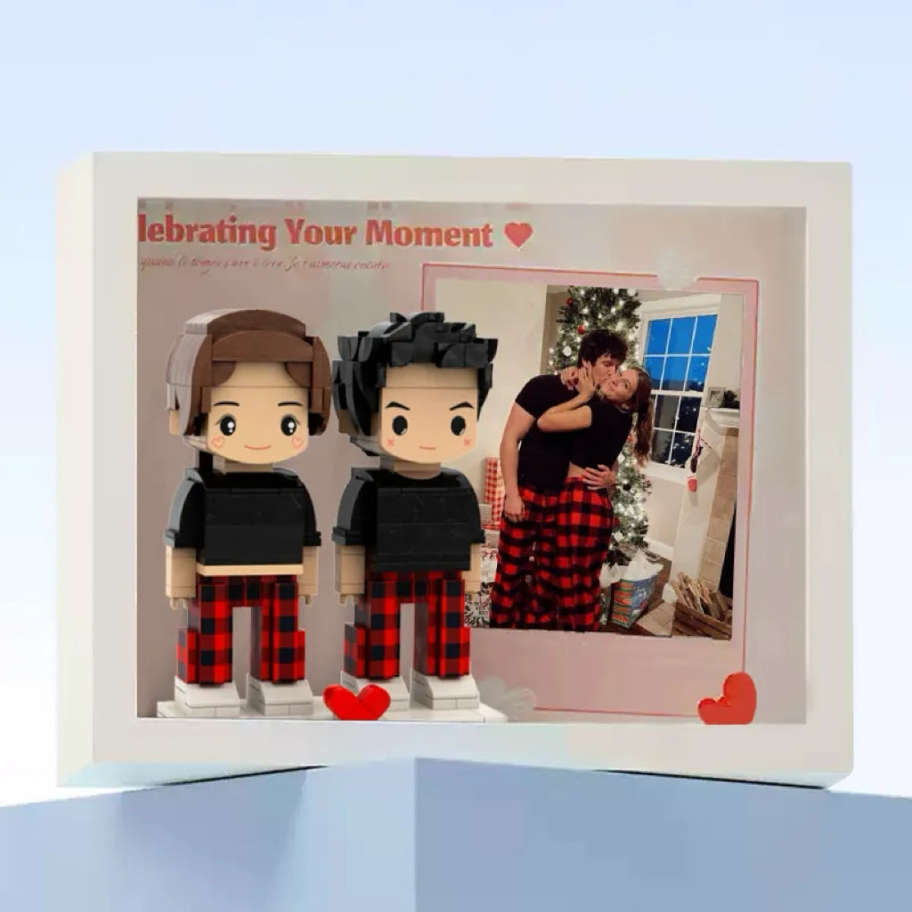 Custom Full-Body Cute Brick Figures – 2 People with Photo (Valentine Gift)