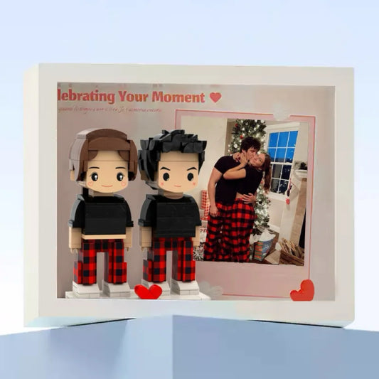 Custom Full-Body Cute Brick Figures – 2 People with Photo (Valentine Gift)