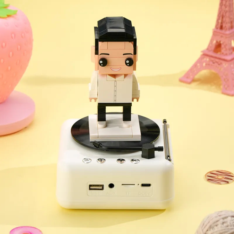 Custom Full-Body Brick Figure – 1 Person with Bluetooth Speaker Base