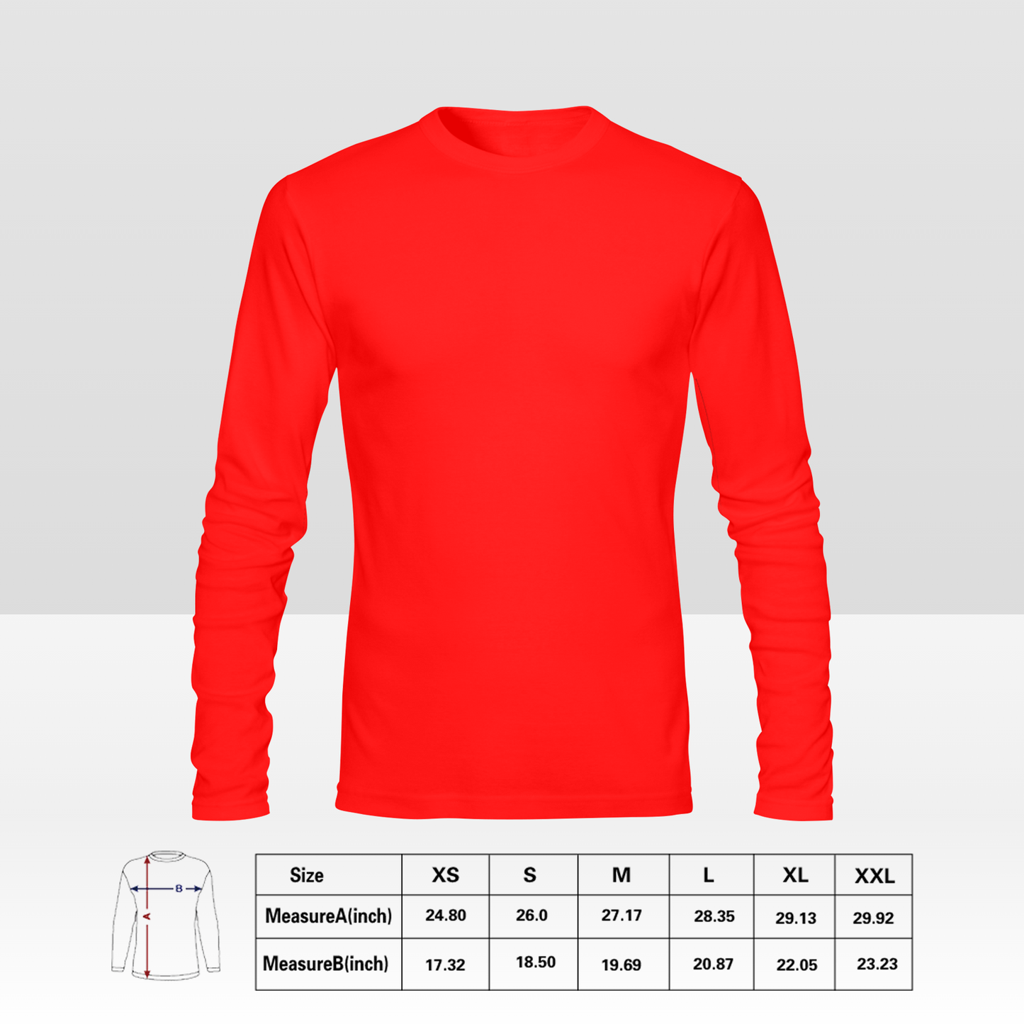 Aangepast dubbelzijdig heren T-shirt met lange mouwen, gepersonaliseerd all-over print T-shirt met uw ontwerp