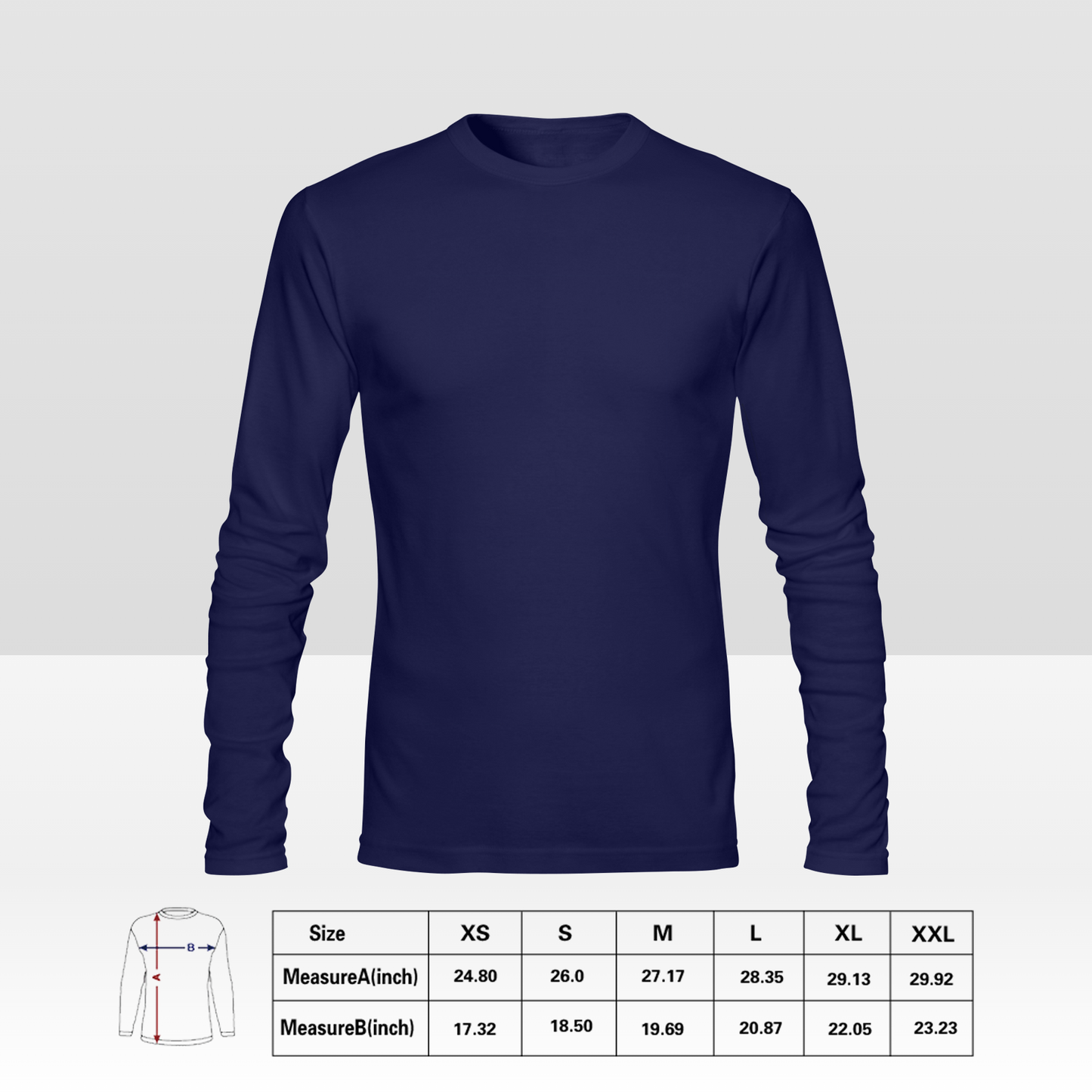 Aangepast dubbelzijdig heren T-shirt met lange mouwen, gepersonaliseerd all-over print T-shirt met uw ontwerp