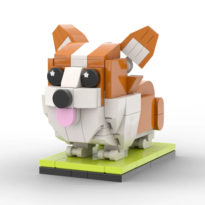 Custom Full-Body Brick Figure – 1 Corgi Dog from Photo