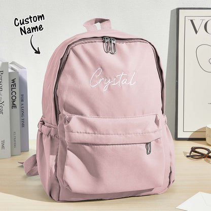 Personalized embroidery name backpack by MadeMine, custom canvas school bag with colorful design for kids.