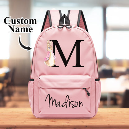 Personalized kids' backpack by MadeMine featuring a cute rabbit design, perfect for school and back-to-school gifts.