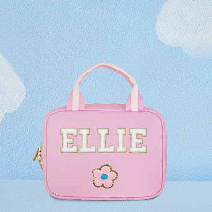 Personalized MadeMine kids' backpack with custom name design, featuring colorful patterns and adjustable straps for school use.