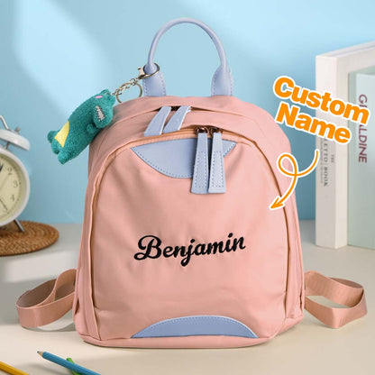 Personalized mini embroidery backpack by MadeMine featuring a custom name for kids, perfect as a school bag or gift.
