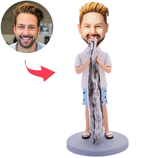 Custom Fishing Bobblehead – 1 Person with Personalized Text