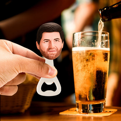 MadeMine custom bobblehead bottle opener featuring a personalized bobblehead figure and metal bottle opener.