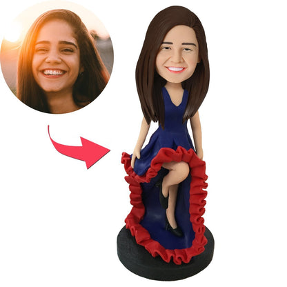 Op maat gemaakte bobblehead van een danser met gegraveerde tekst