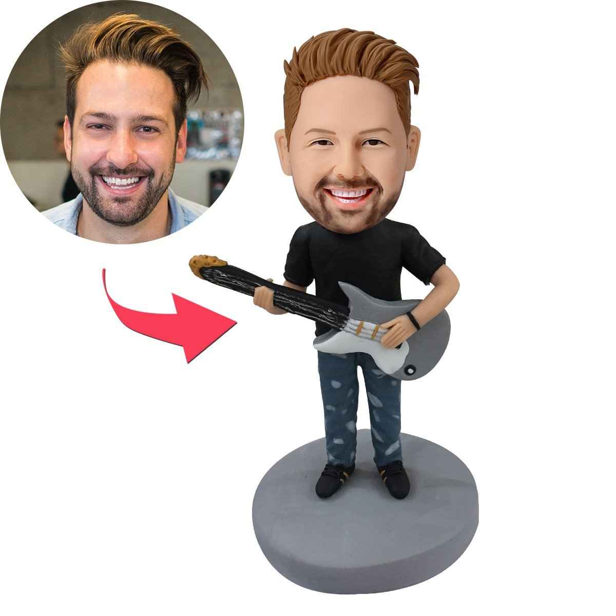 Guitar Man Custom Bobblehead With Engraved Text