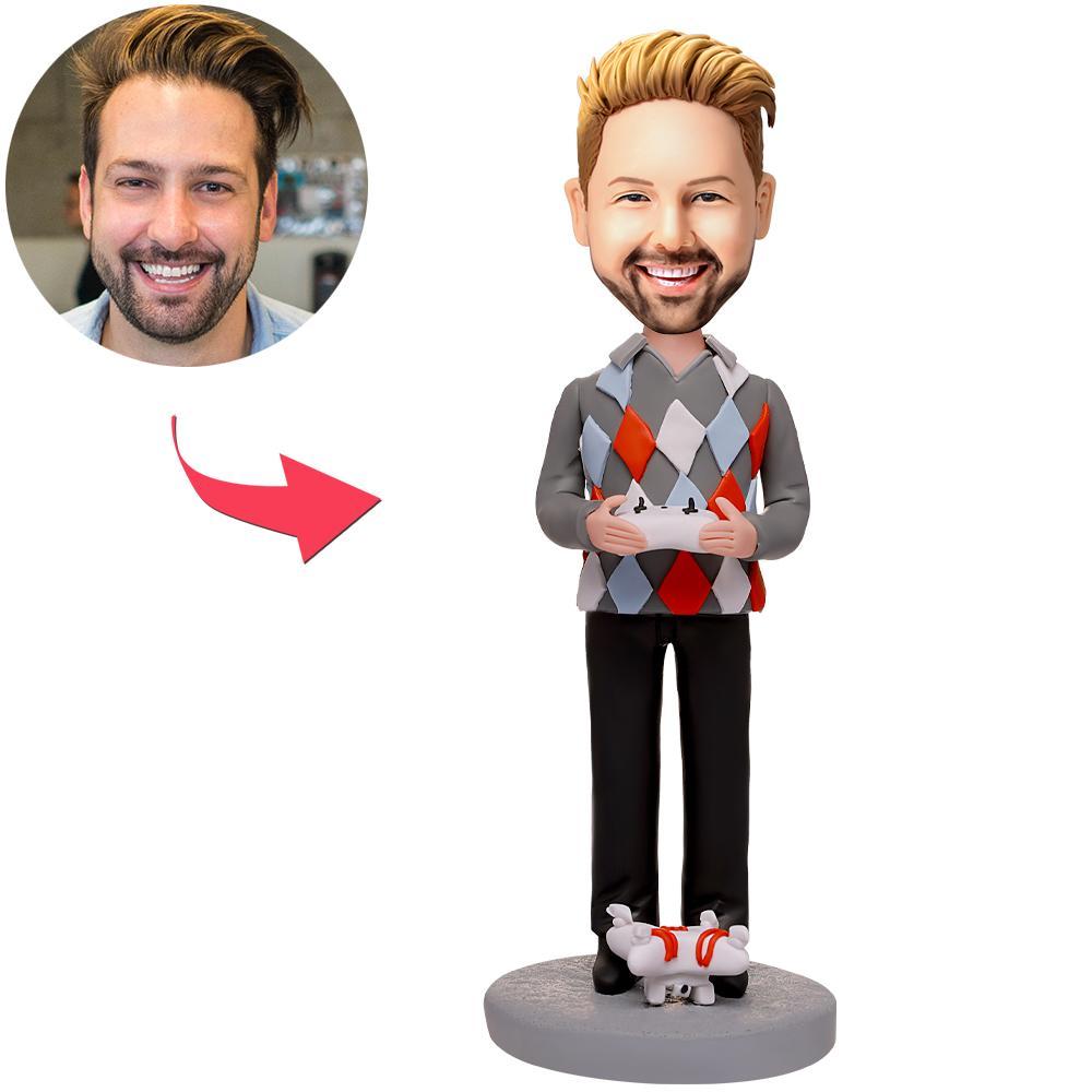 MadeMine drone operator bobblehead met gegraveerde tekst, gedetailleerde poppenkop en drone-accessoires, unieke cadeausuggestie