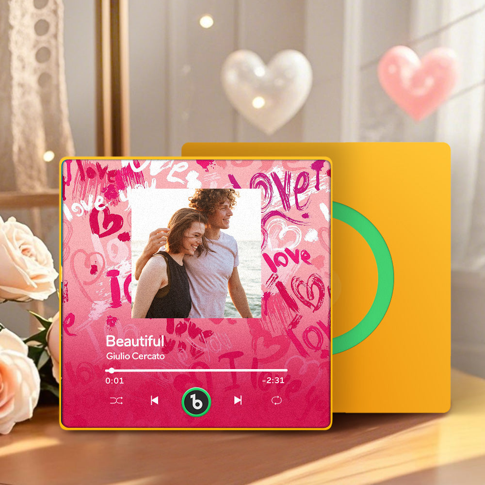 FridgeBeats Framed 4.0 Personalized Love Theme Music Fridge Magnet Valentines Gift Music Wall Photo Sticker