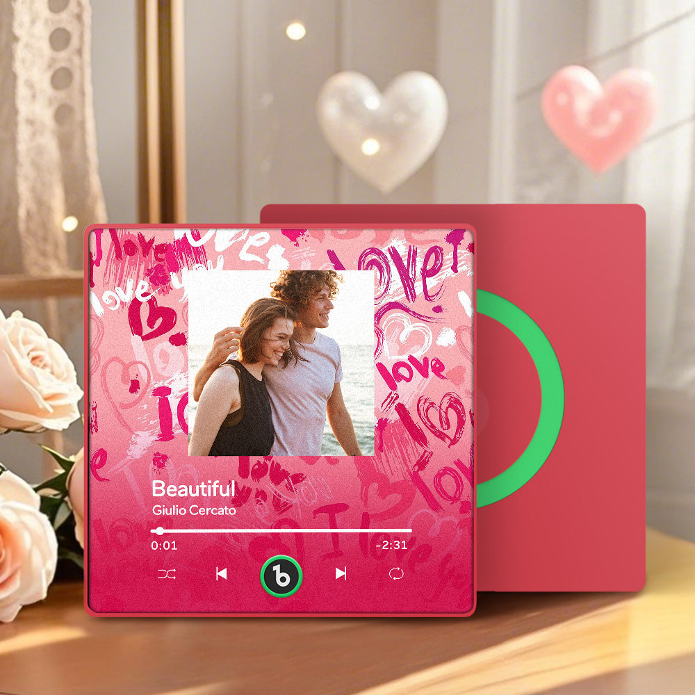 FridgeBeats Framed 4.0 Personalized Love Theme Music Fridge Magnet Valentines Gift Music Wall Photo Sticker