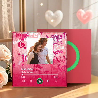 FridgeBeats Framed 4.0 Personalized Love Theme Music Fridge Magnet Valentines Gift Music Wall Photo Sticker
