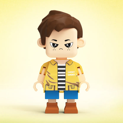 Customizable giant minifig full-body brick figure by MadeMine, featuring personalized design for a unique gift.