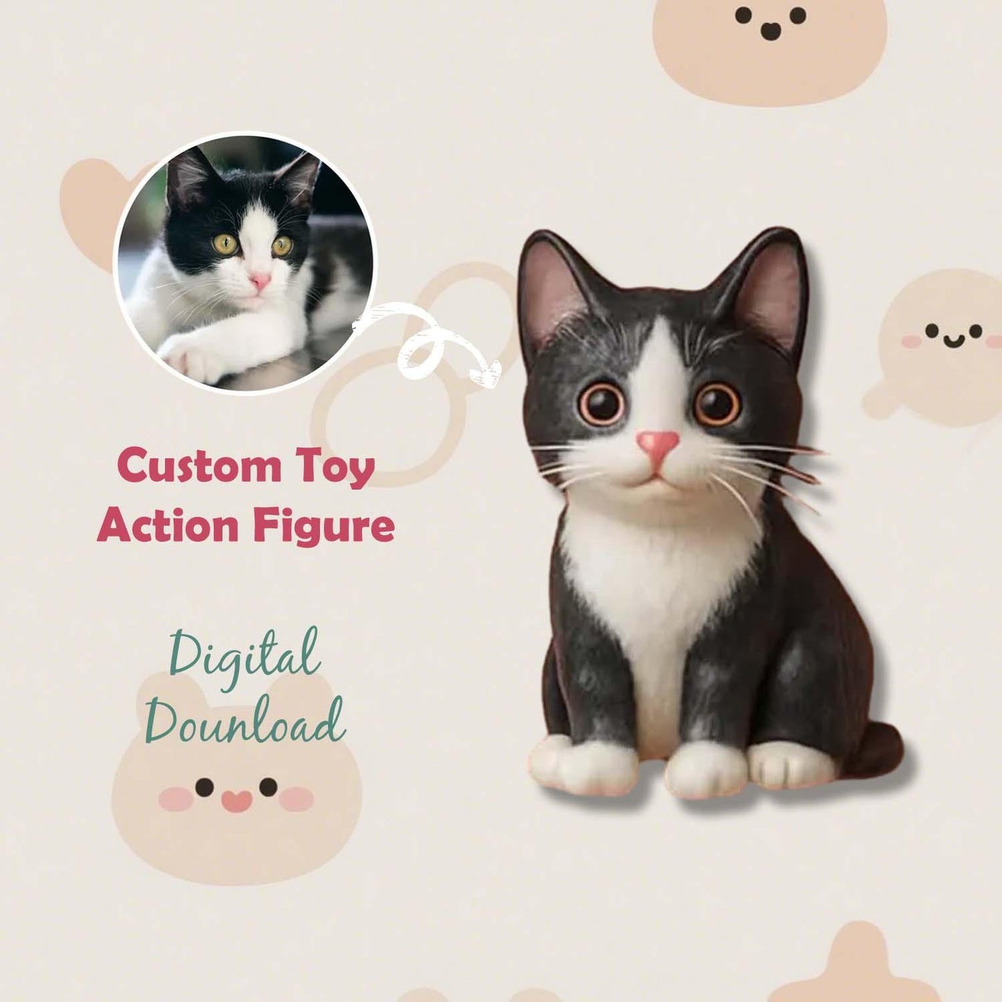 Custom pet 3D mini figure from your photo, personalized toy gift for pet lovers, made by MadeMine.