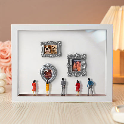 Miniature personalized couple's gift with white frame, featuring spotlights and Museum of Us design by MadeMine.