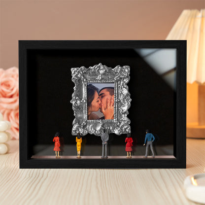 Miniature personalized couples gift in a black frame, featuring meaningful custom design by MadeMine for Valentine's Day or anniversary.
