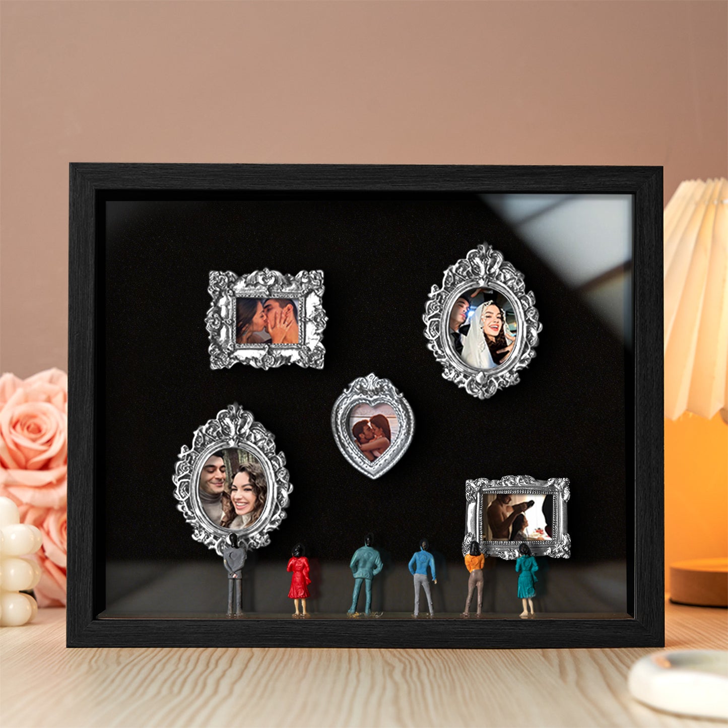 Miniature personalized couples gift in a black frame, featuring a meaningful design from MadeMine, perfect for Valentine's Day or anniversaries.