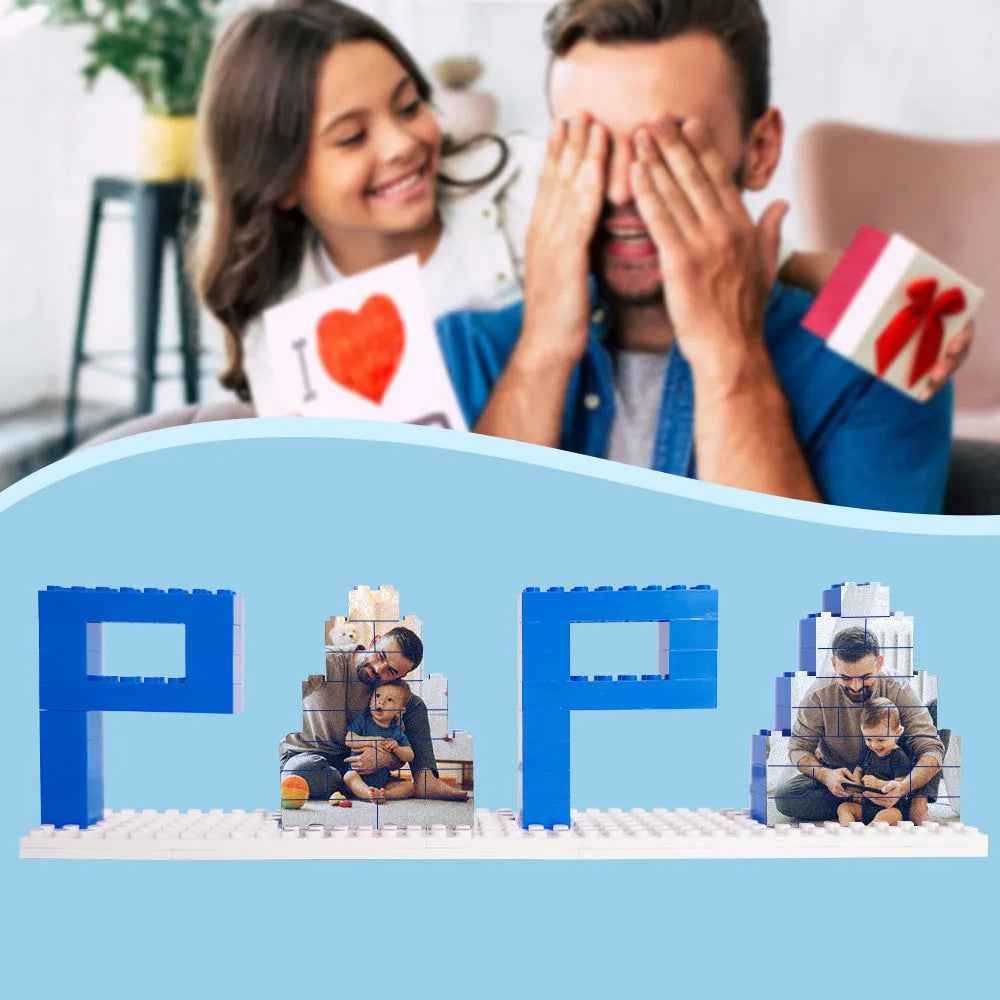 Personalized Dad & Papa Photo Brick Puzzle — Custom Father's Day Gift