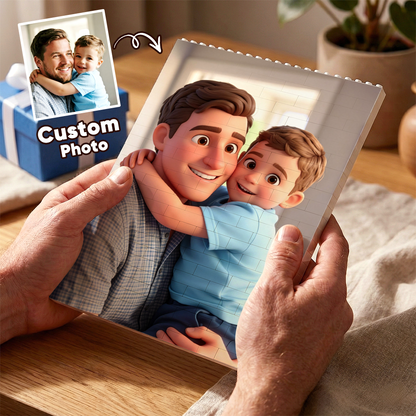 Personalized photo bricks frame for dad from MadeMine, showcasing a custom photo display keepsake for Father's Day gifts.