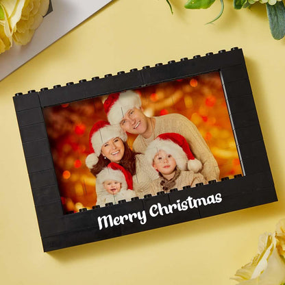 Custom Text Black Building Block Photo Frame – Birthday & Christmas Gift (Frame Only, Insert Your Own Photo)