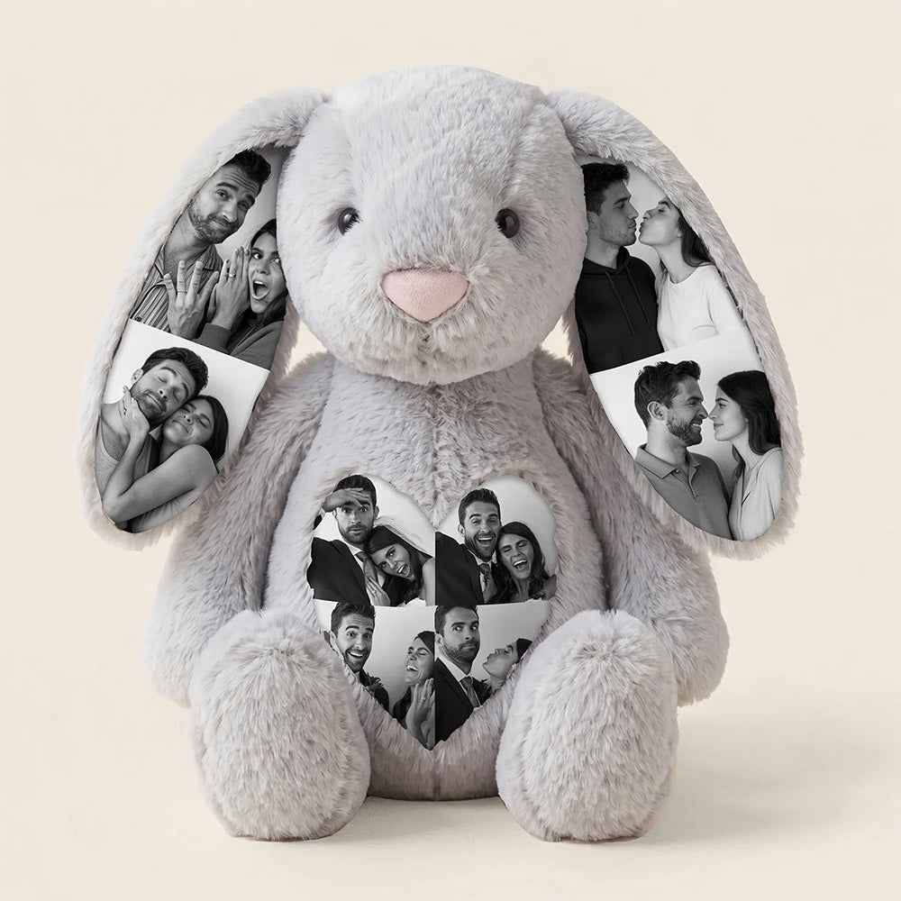Custom Ears & Belly  Custom Photo Bunny Plush  For Couples Anniversary Gifts (Production time : 15 working days)