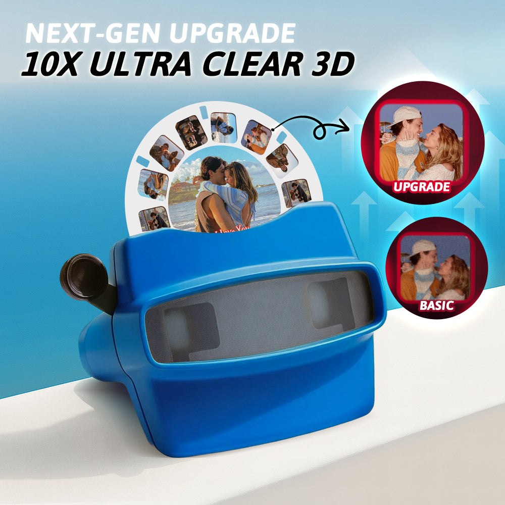 Custom 3D viewfinder with reel by MadeMine showing a personalized photo viewer with a clear display and adjustable viewfinder lens.