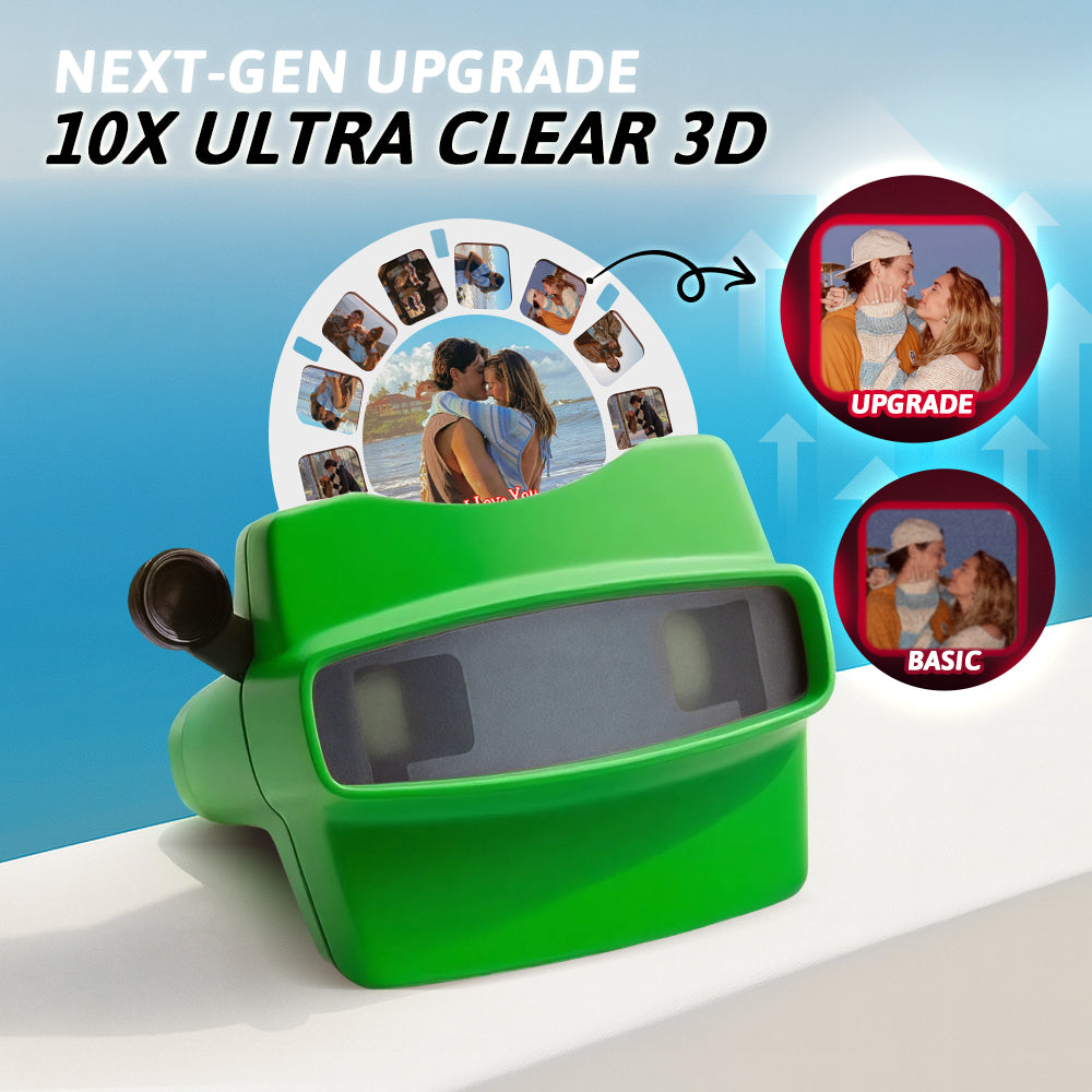 MadeMine custom 3D viewfinder with reel showing a personalized photo viewer with clear 3D display and adjustable reel mechanism.
