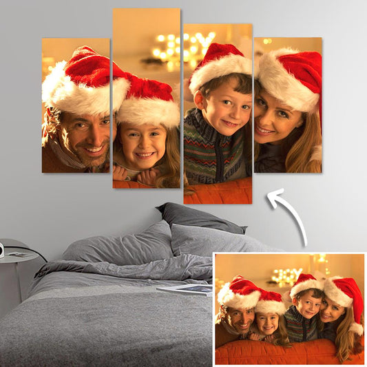 Custom Photo Frameless 4-Piece Canvas Set Home Decoration Anniversary Gift Christmas Gift