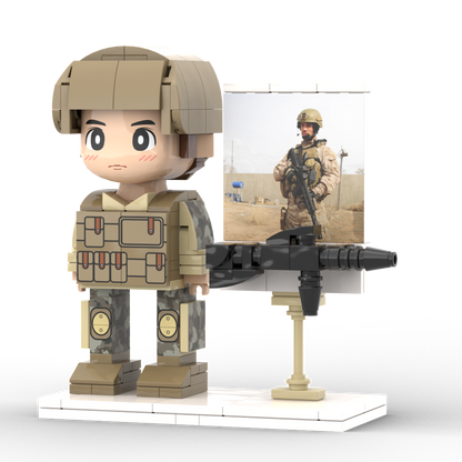 Full Body Customized 1 Person Brick Figures with Photo Soldier Theme Gift Birthday Gift Valentines Gift Father's Day Gift