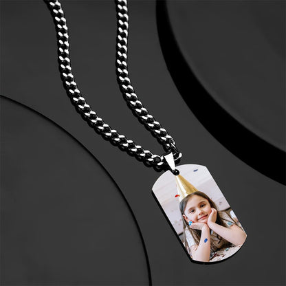 Gepersonaliseerde Foto Hanger Ketting met Gegraveerde Tekst en Datum