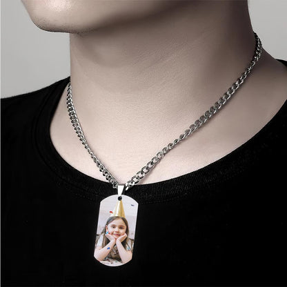 Gepersonaliseerde Foto Hanger Ketting met Gegraveerde Tekst en Datum