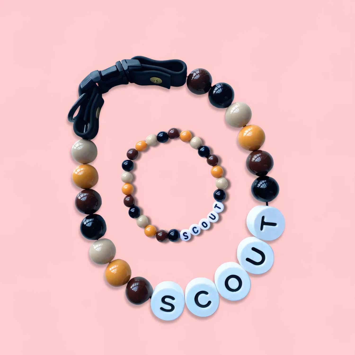 Personalized pet name necklace with matching bracelet from MadeMine featuring custom engraved pet names and stylish jewelry design.