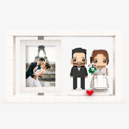 Custom Full-Body Brick Figures – 2 People – Personalized Photo Frame