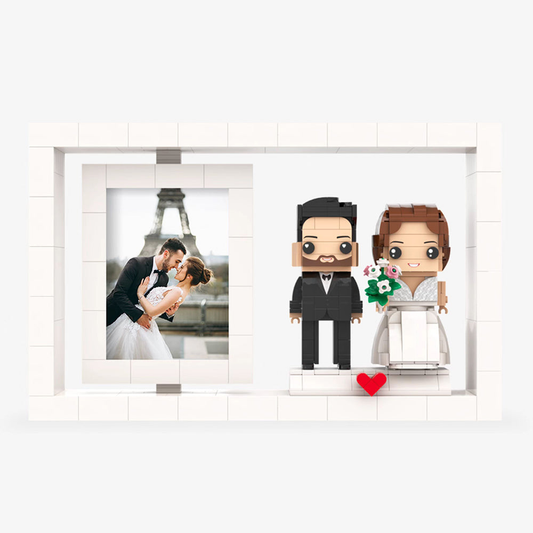 Custom Full-Body Brick Figures – 2 People – Personalized Photo Frame