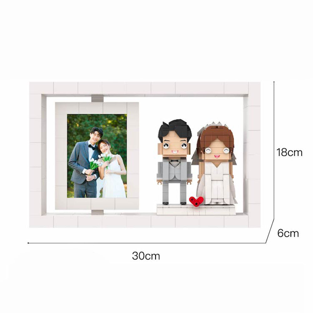 Custom Full-Body Brick Figures – 2 People – Personalized Photo Frame