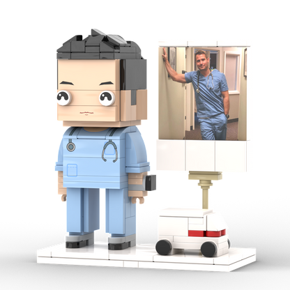 Full Body Customized 1 Person Brick Figures with Photo Doctor Theme Gift Birthday Gift Valentines Gift Father's Day Gift