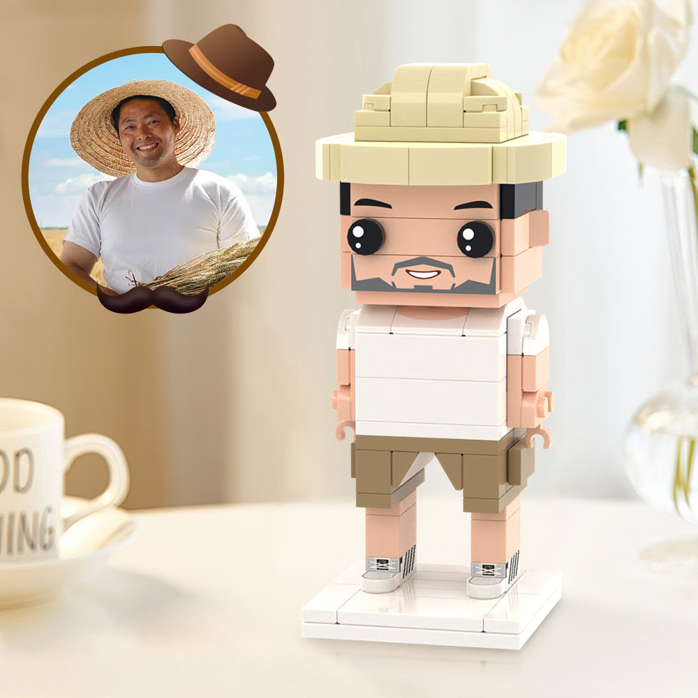 Custom Dad brick figure from MadeMine featuring a personalized 1-person gift, with a brick-shaped design and custom details.
