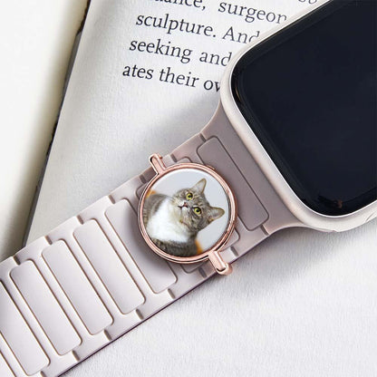 Custom Photo Watch Strap Charm - Personalized Smartwatch Beaded Accessory