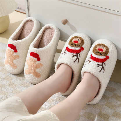 MadeMine Christmas gingerbread man slippers featuring Santa Claus shoe design, soft cotton material for cozy home wear.