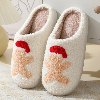 MadeMine Christmas Gingerbread Man slippers featuring Santa Claus design, cozy cotton home footwear with festive holiday charm.